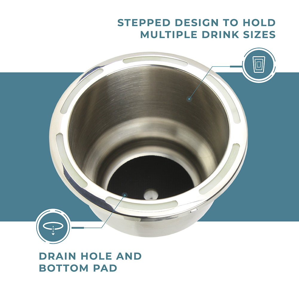 Glow in the Dark Marine & RV Cup Holders - 81428SS304-PK2-SR