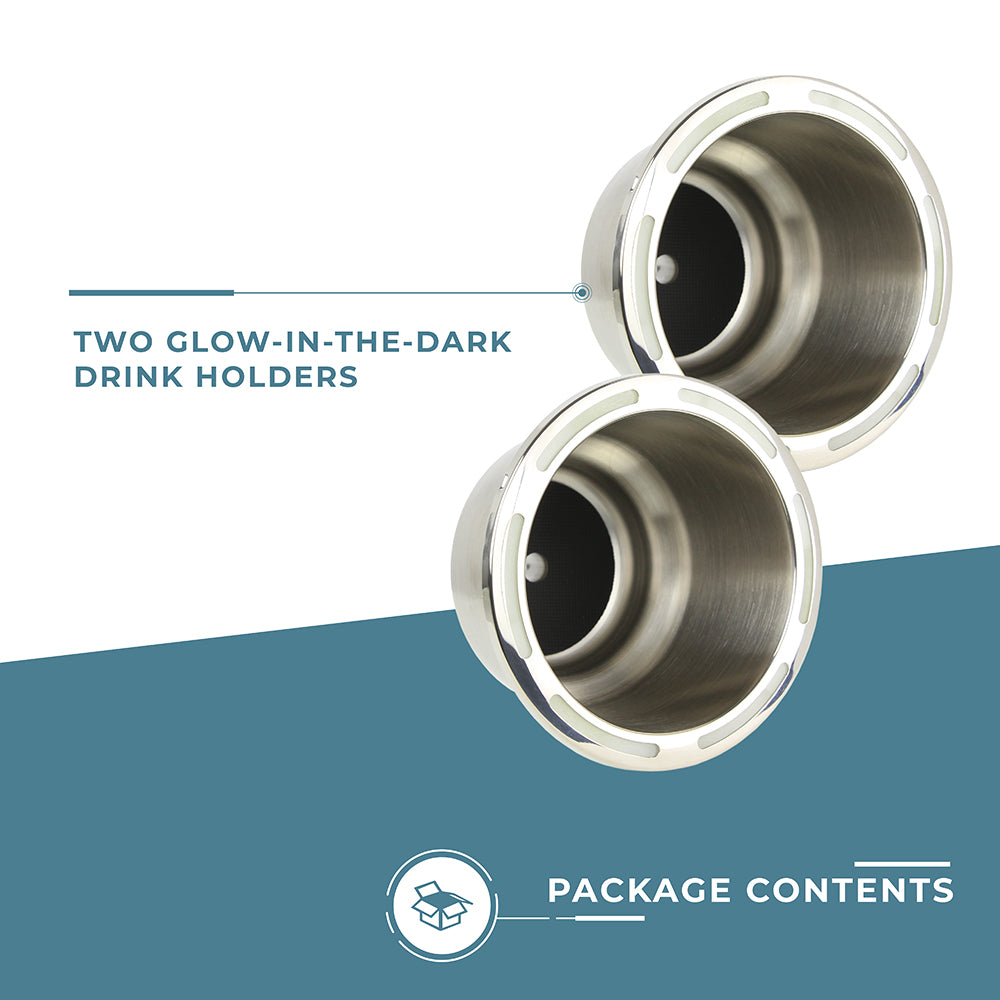 Glow in the Dark Marine & RV Cup Holders - 81428SS304-PK2-SR