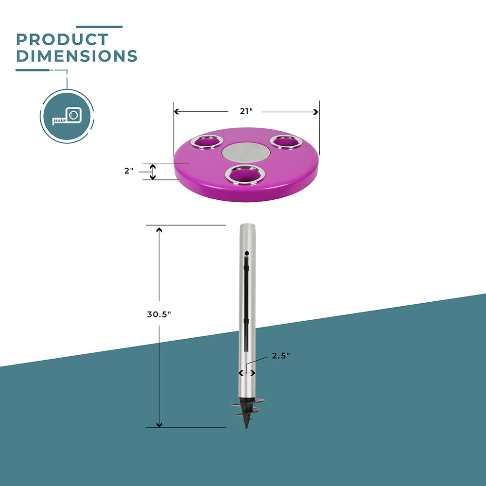 Magenta Pink Beach Table w/ Sand Bar Table Leg | ITC SHOP NOW