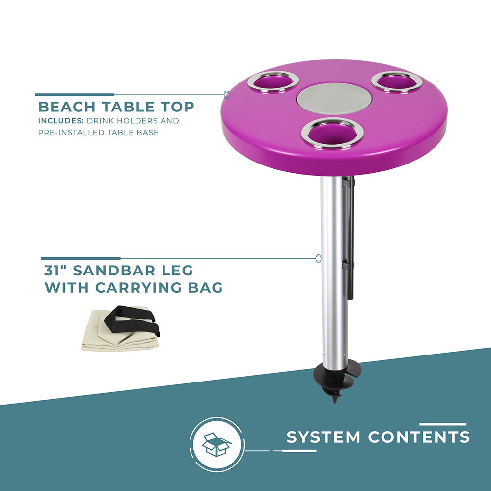 Magenta Pink Beach Table w/ Sand Bar Table Leg | ITC SHOP NOW