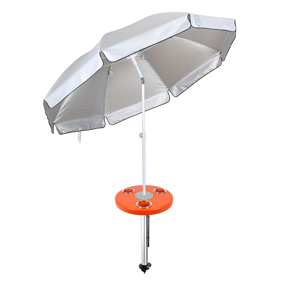 Beach Table w/ Sand Bar Table Leg and Umbrella
