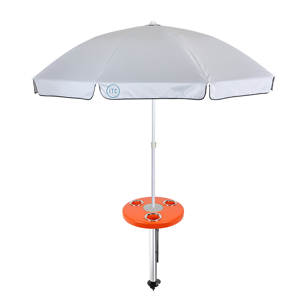 Beach Table w/ Sand Bar Table Leg and Umbrella