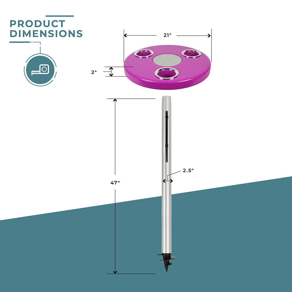Magenta Pink Beach Table w/ Sand Bar Table Leg | ITC SHOP NOW