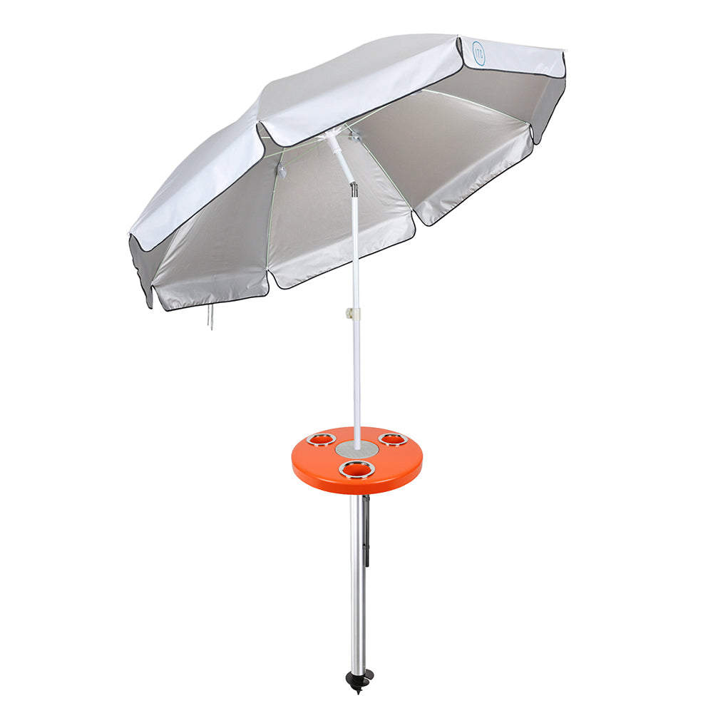 Beach Table w/ Sand Bar Table Leg and Umbrella
