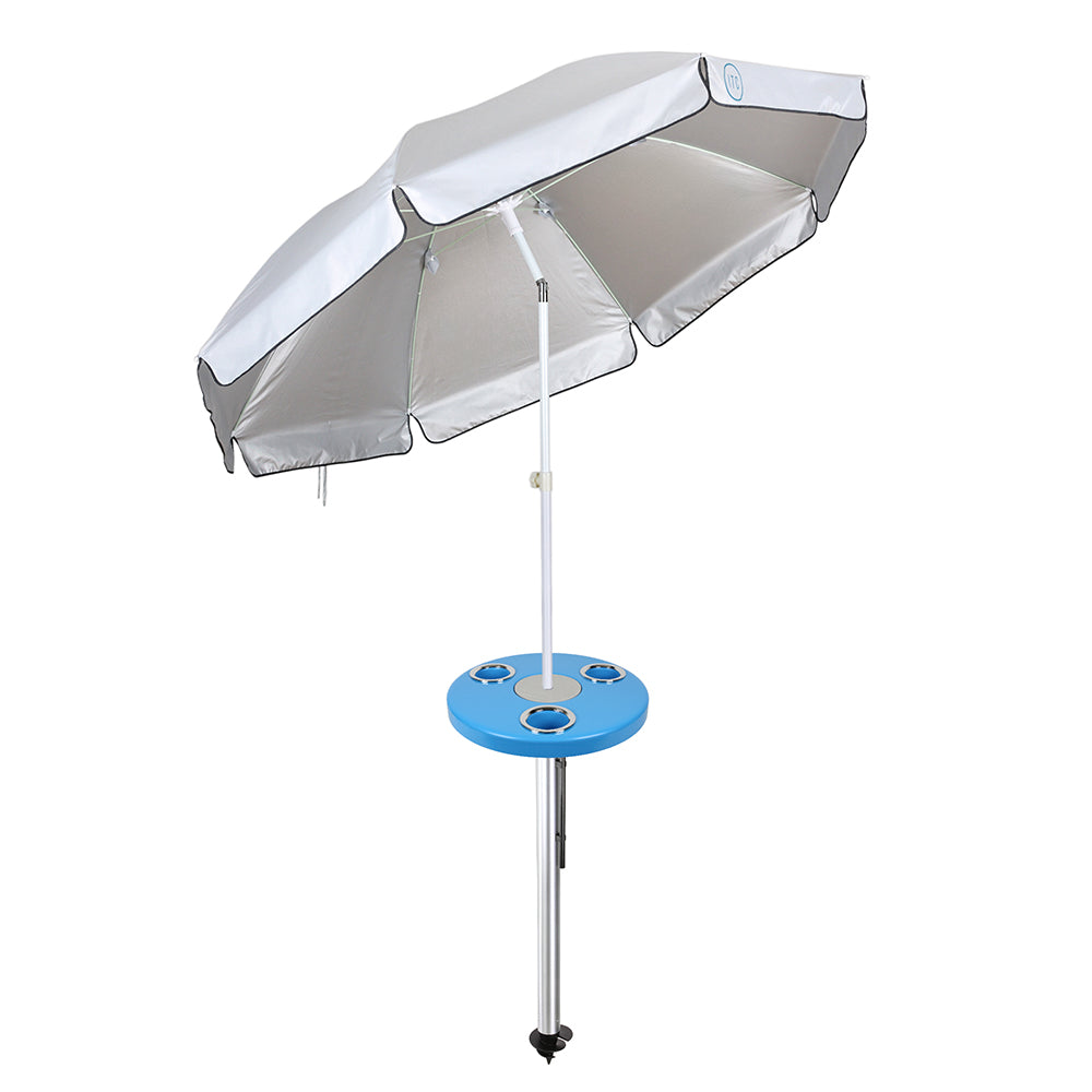 Beach Table w/ Sand Bar Table Leg and Umbrella