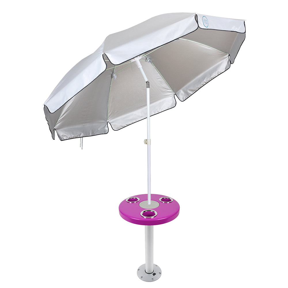 Magenta Pink Round Boat Table System with Umbrella | ITC Shop Now