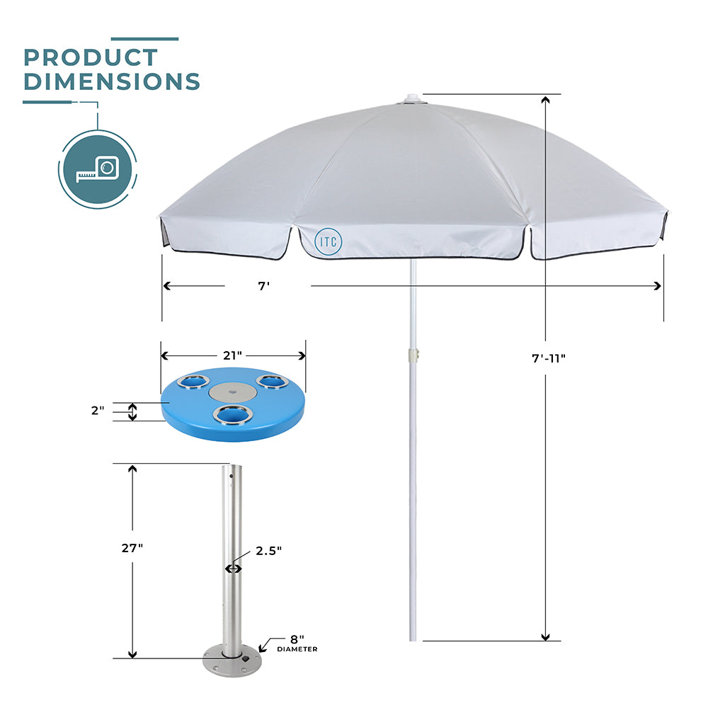 Aqua Blue Round Boat Table System with Umbrella | ITC Shop Now