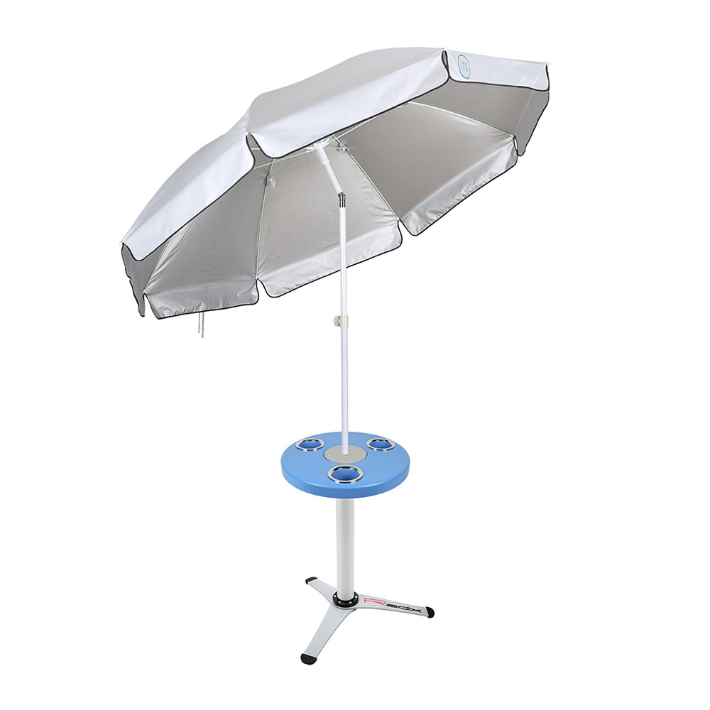 Round Outdoor Table with Radix Table Leg Stand and Umbrella