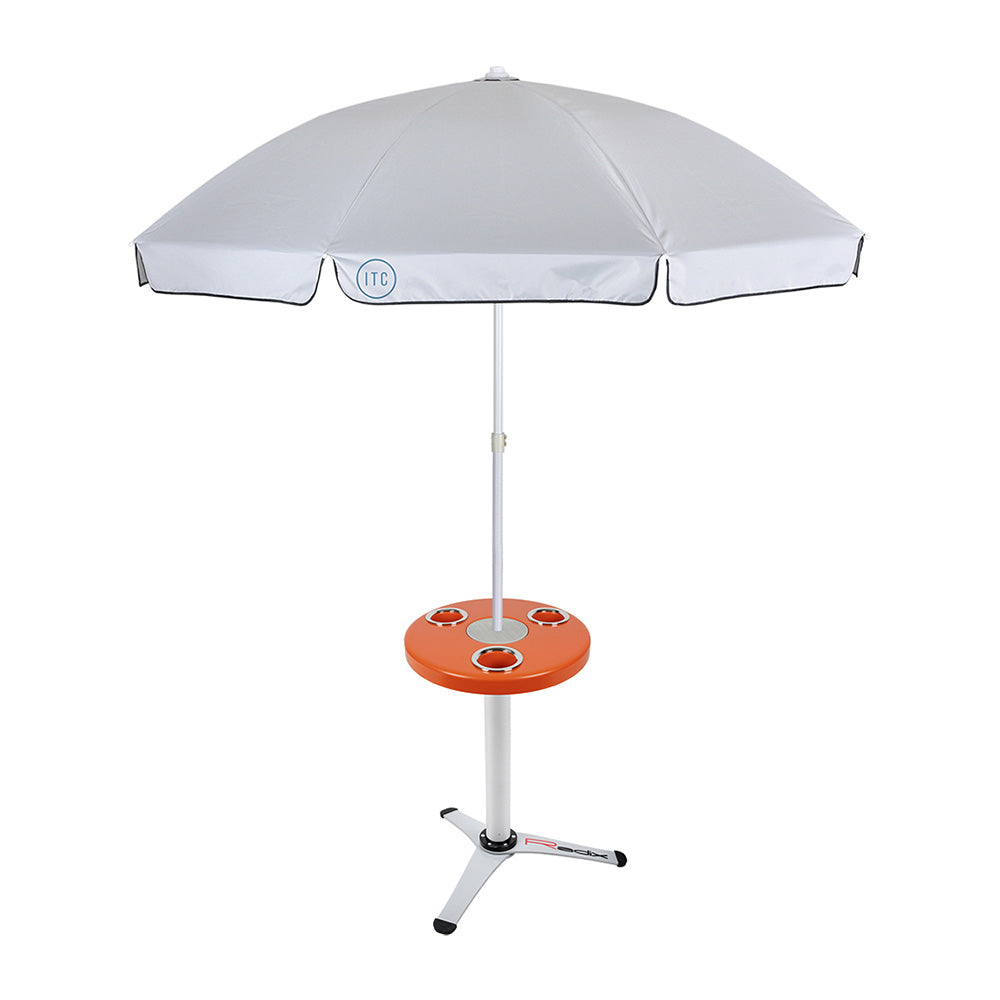 Round Outdoor Table with Radix Table Leg Stand and Umbrella