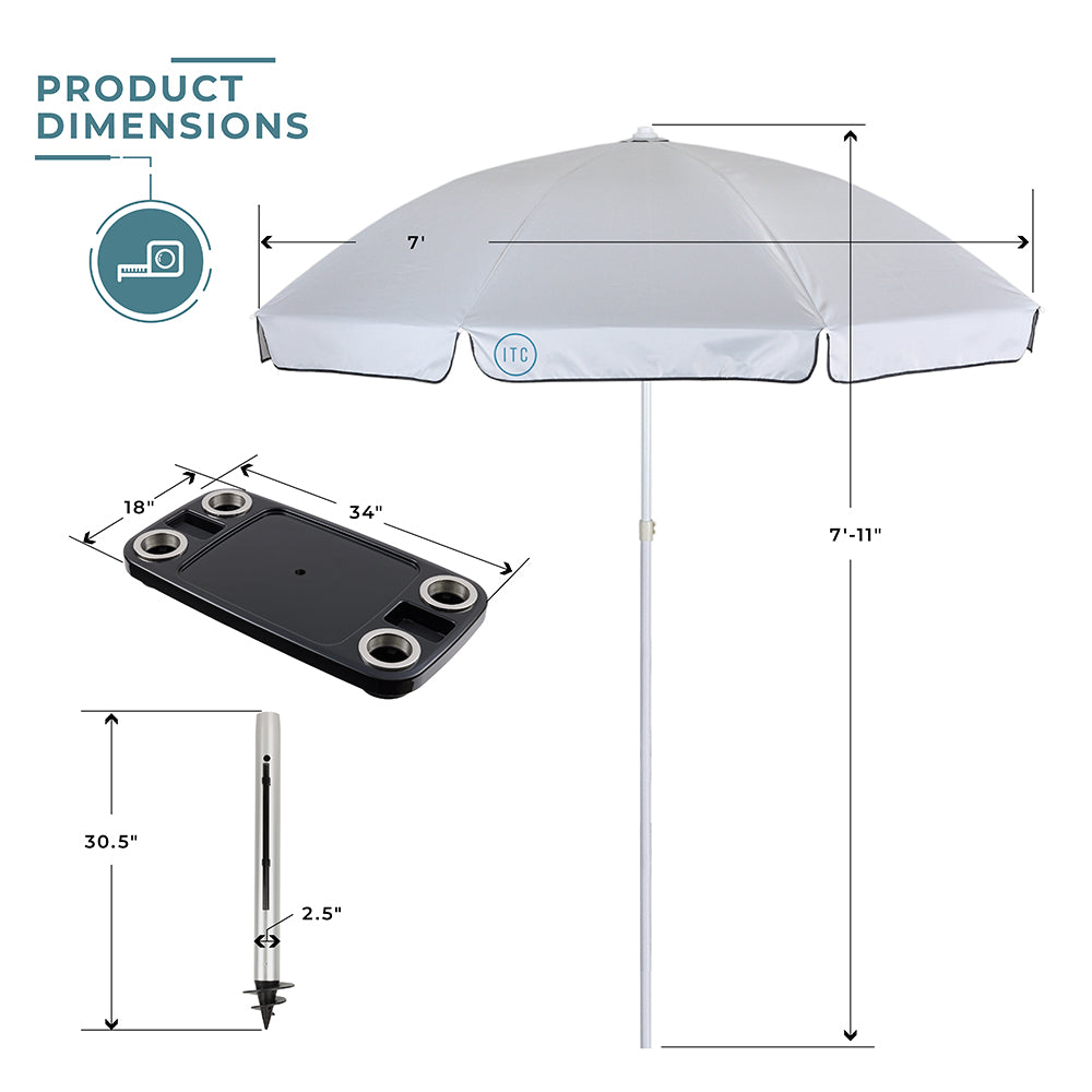 Non-Lit Party Table with Sand Bar Leg and Umbrella