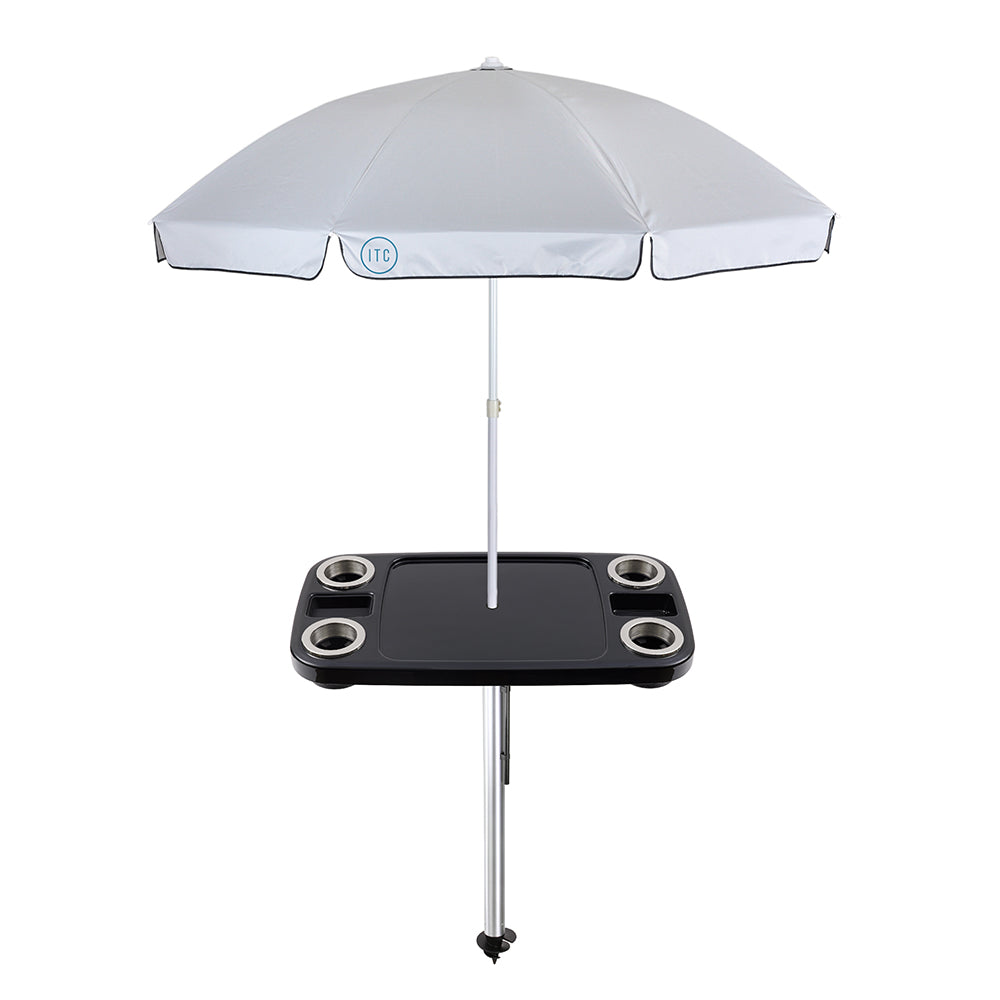 Non-Lit Party Table with Sand Bar Leg and Umbrella