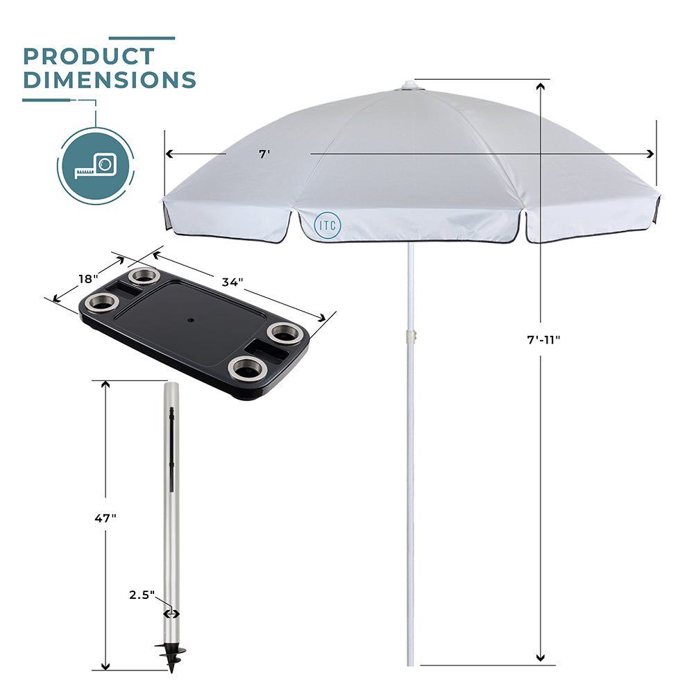 Non-Lit Party Table with Sand Bar Leg and Umbrella