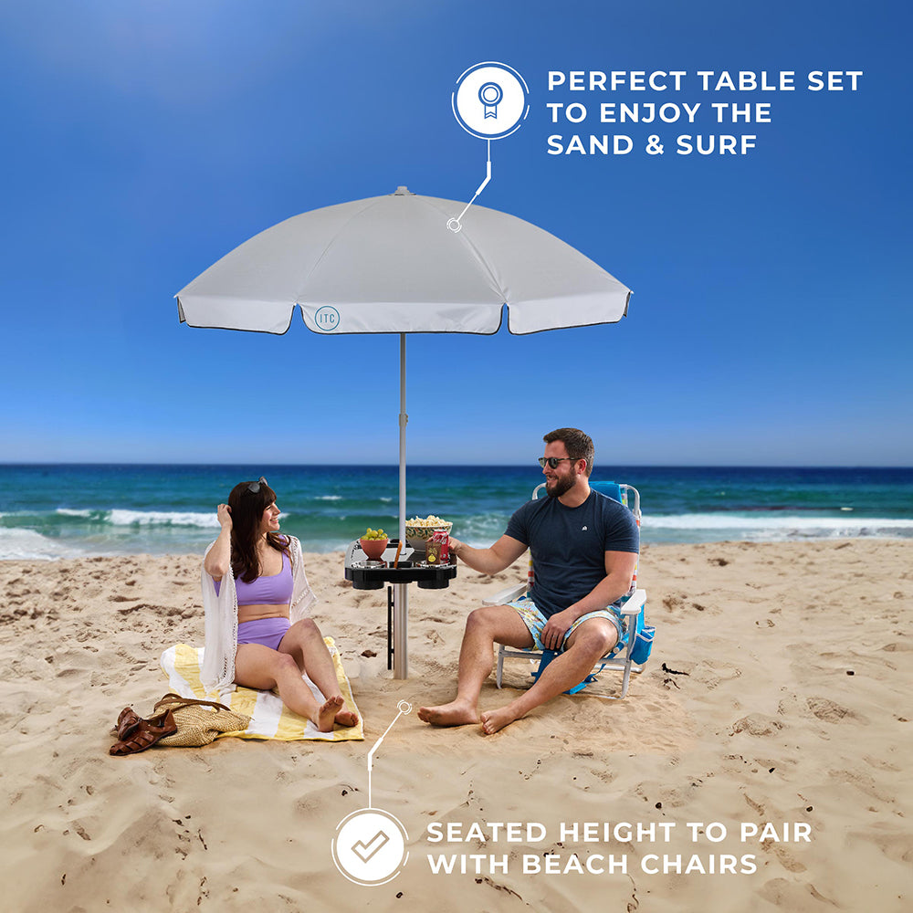 Non-Lit Party Table with Sand Bar Leg and Umbrella