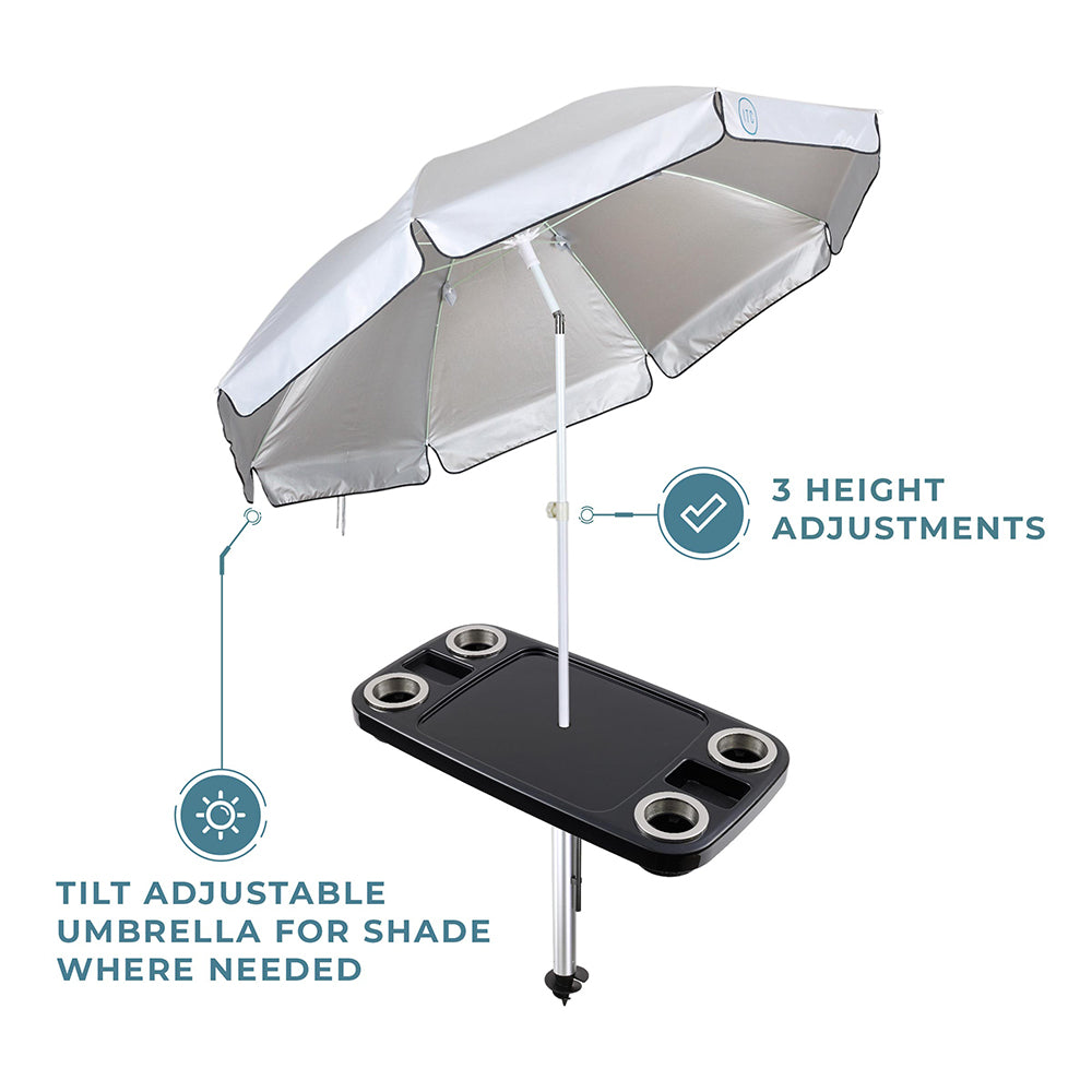 Non-Lit Party Table with Sand Bar Leg and Umbrella