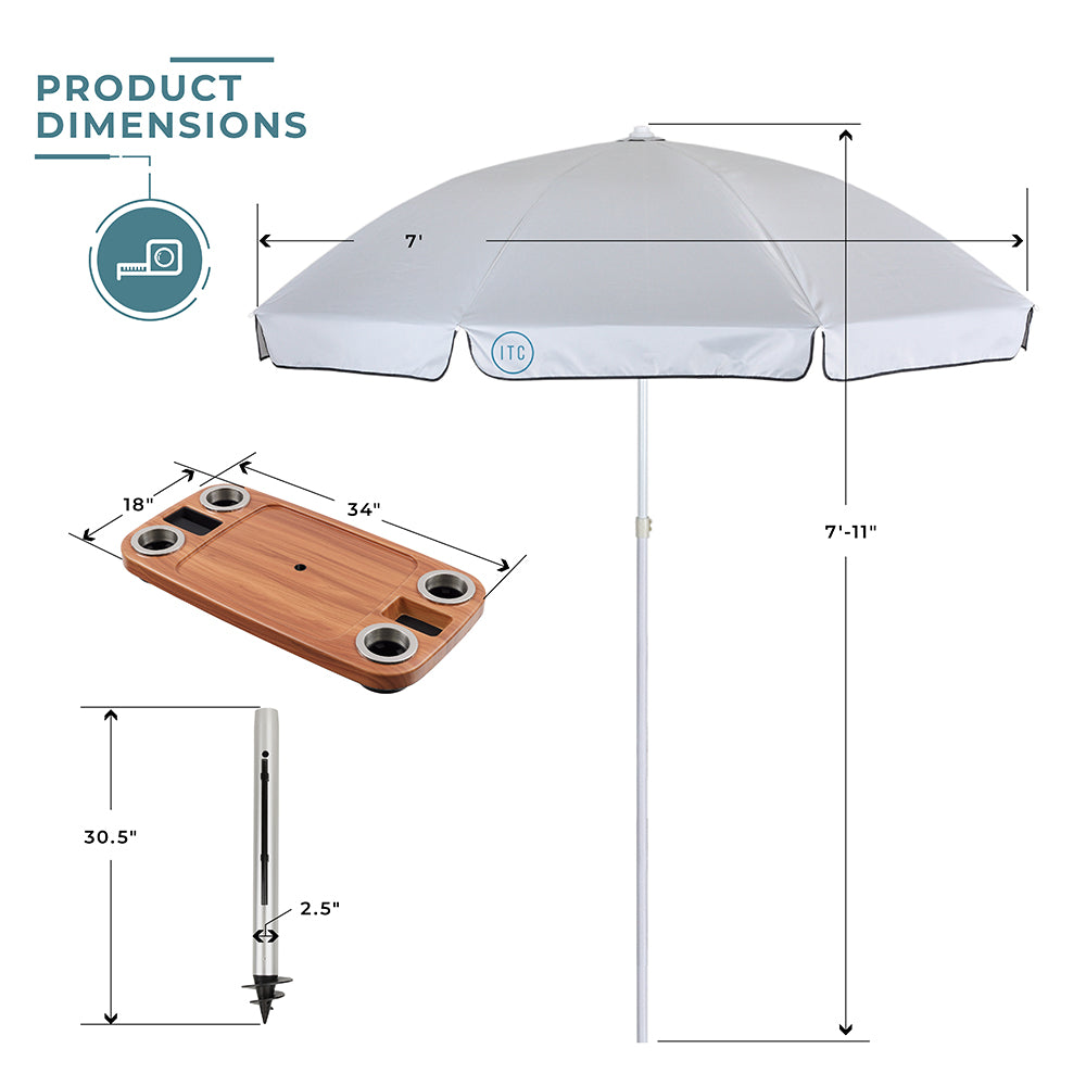 Non-Lit Party Table with Sand Bar Leg and Umbrella