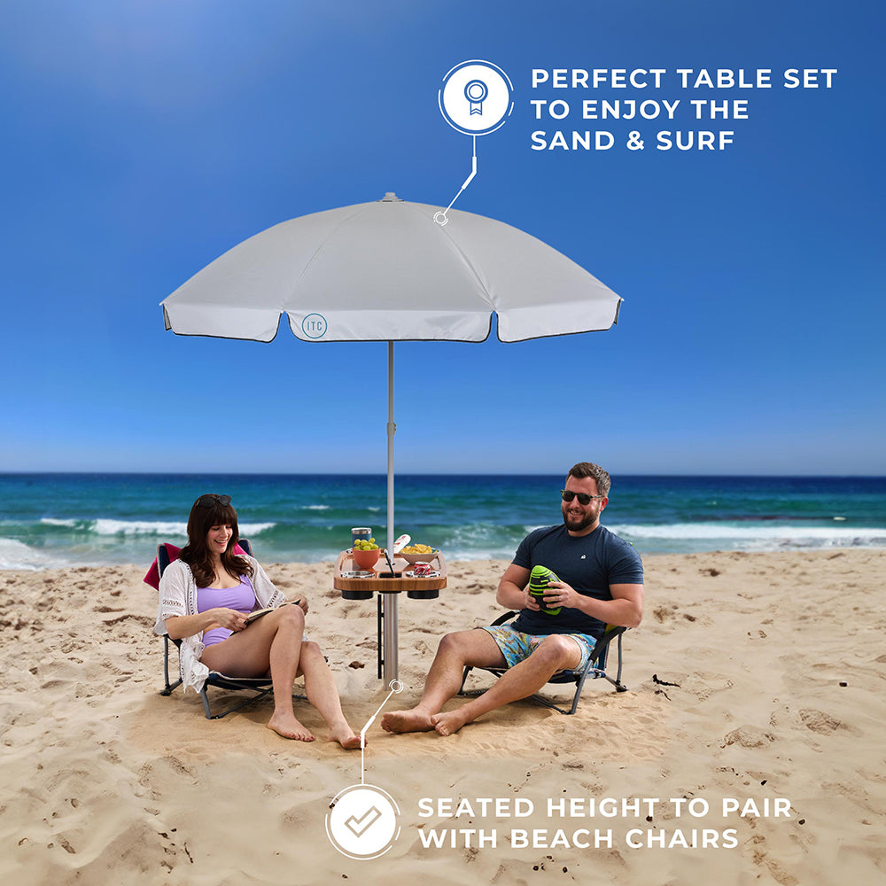 Non-Lit Party Table with Sand Bar Leg and Umbrella