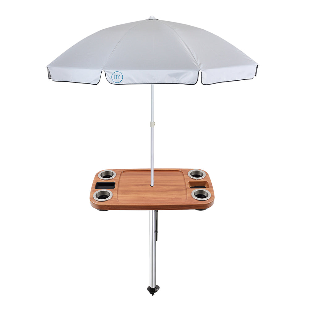 Non-Lit Party Table with Sand Bar Leg and Umbrella