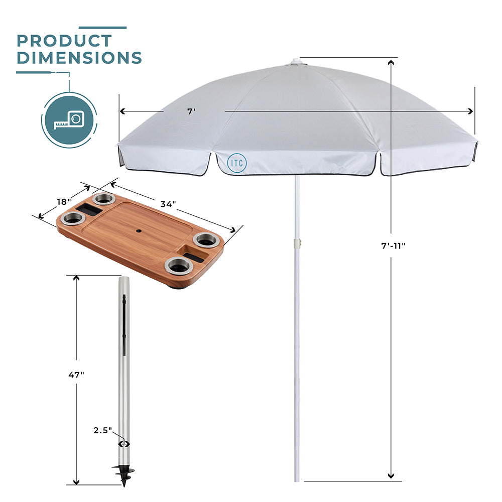 Non-Lit Party Table with Sand Bar Leg and Umbrella