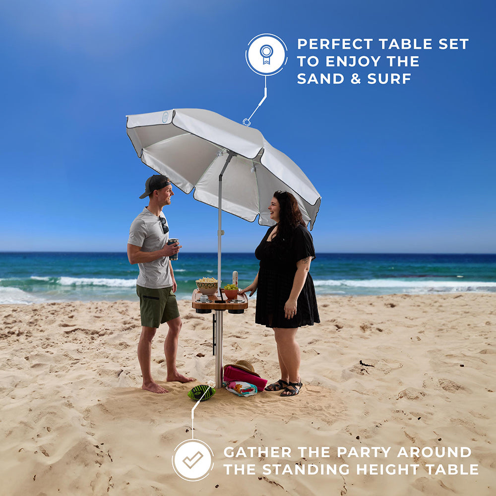 Non-Lit Party Table with Sand Bar Leg and Umbrella