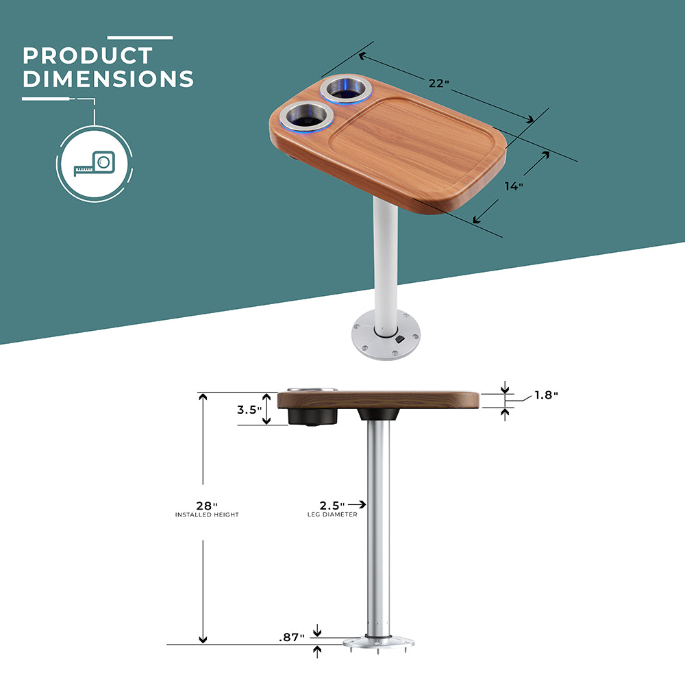 Battery Powered LED Lit Cocktail Boat Table