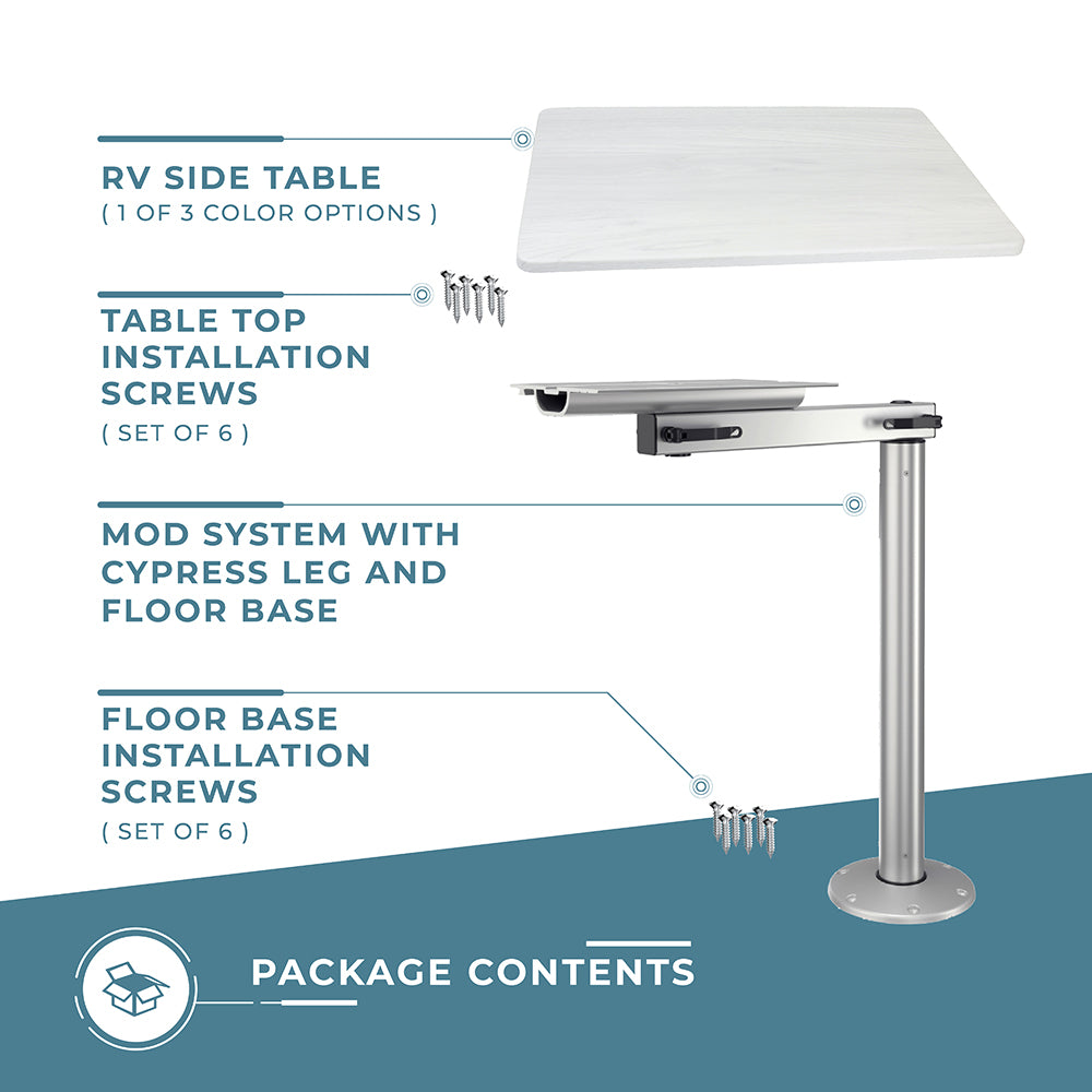 RV Side Table with MOD and Cypress Leg System