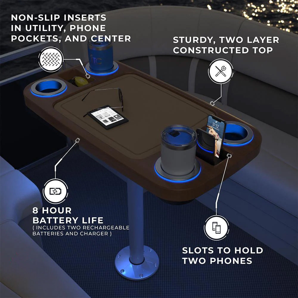 Battery Powered LED Lit Party Boat Table Systems w/ Center Foam Mat