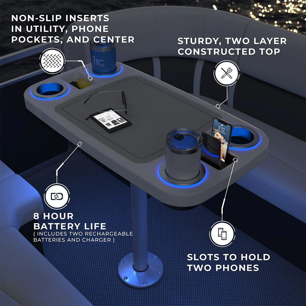 Battery Powered LED Lit Party Boat Table Systems w/ Center Foam Mat