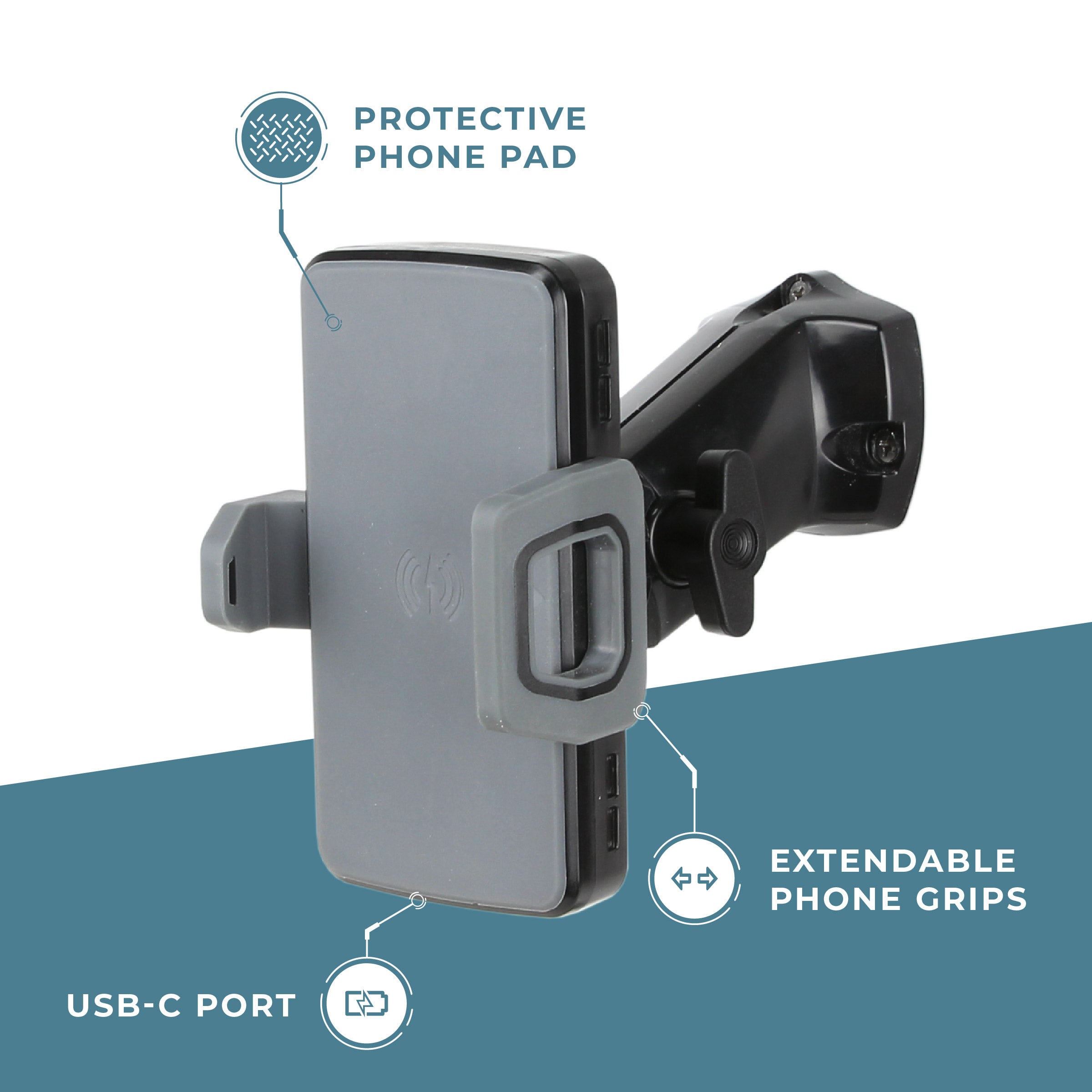 Articulating Wireless and USB Charging Phone Holder