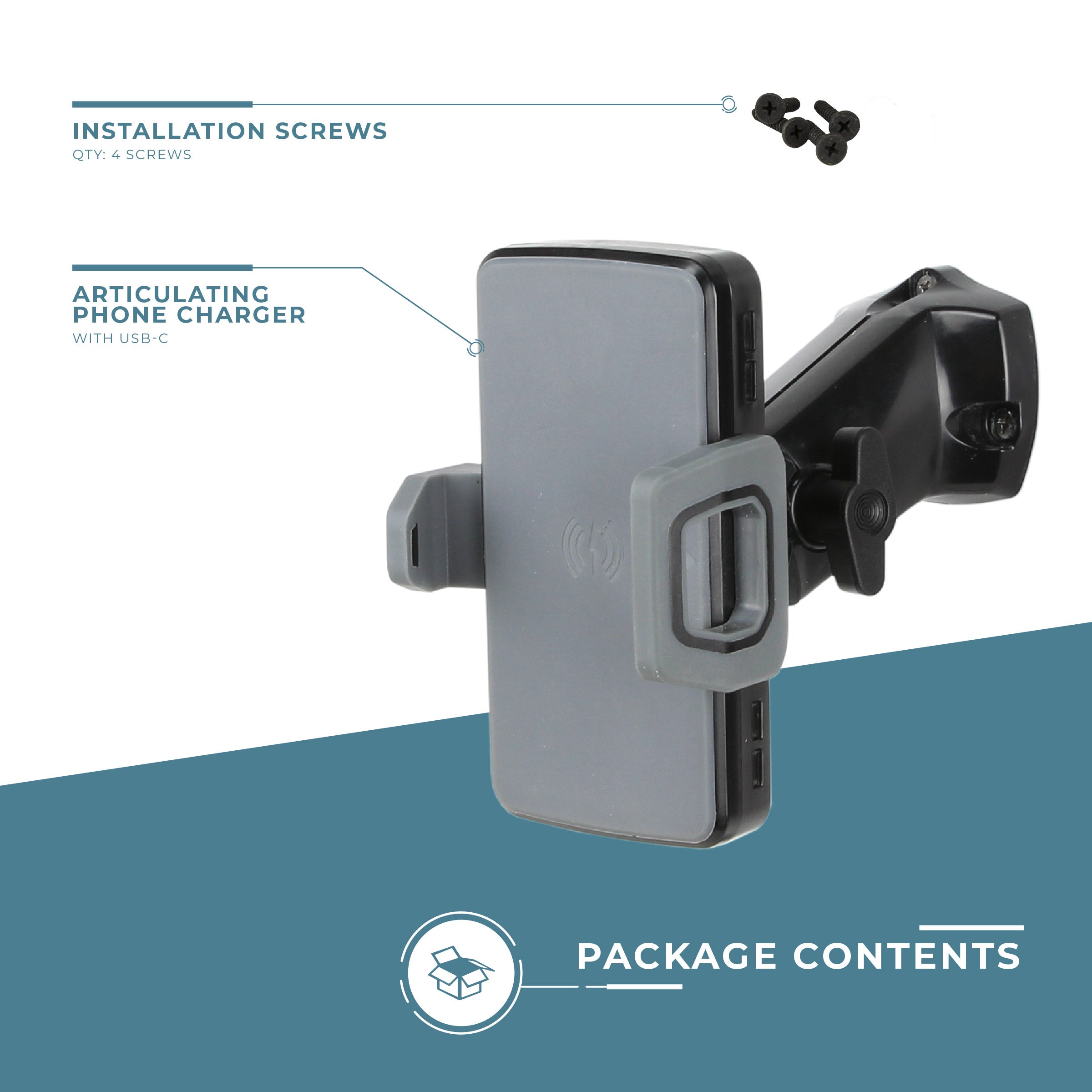 Articulating Wireless and USB Charging Phone Holder