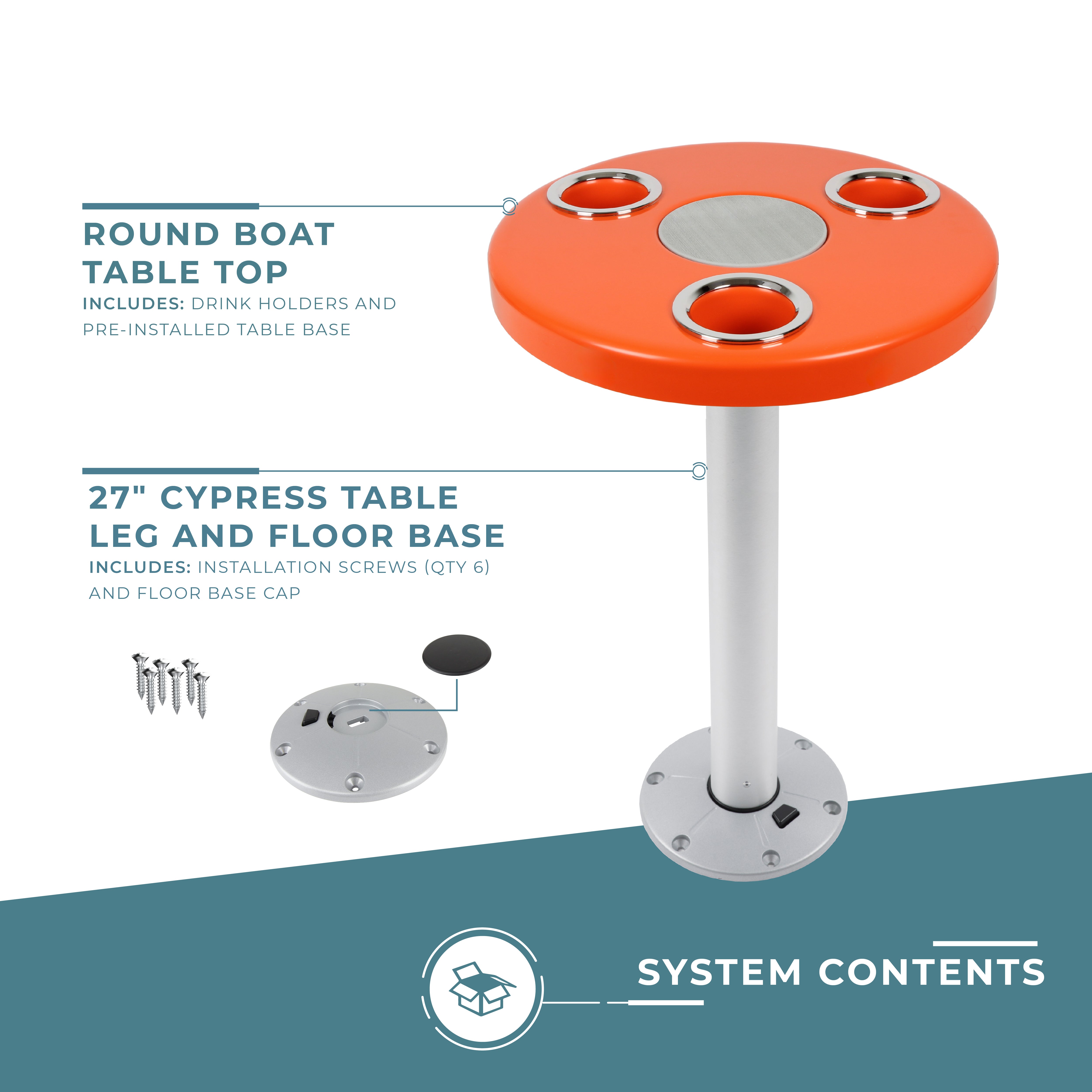 Orange Round Boat Table System