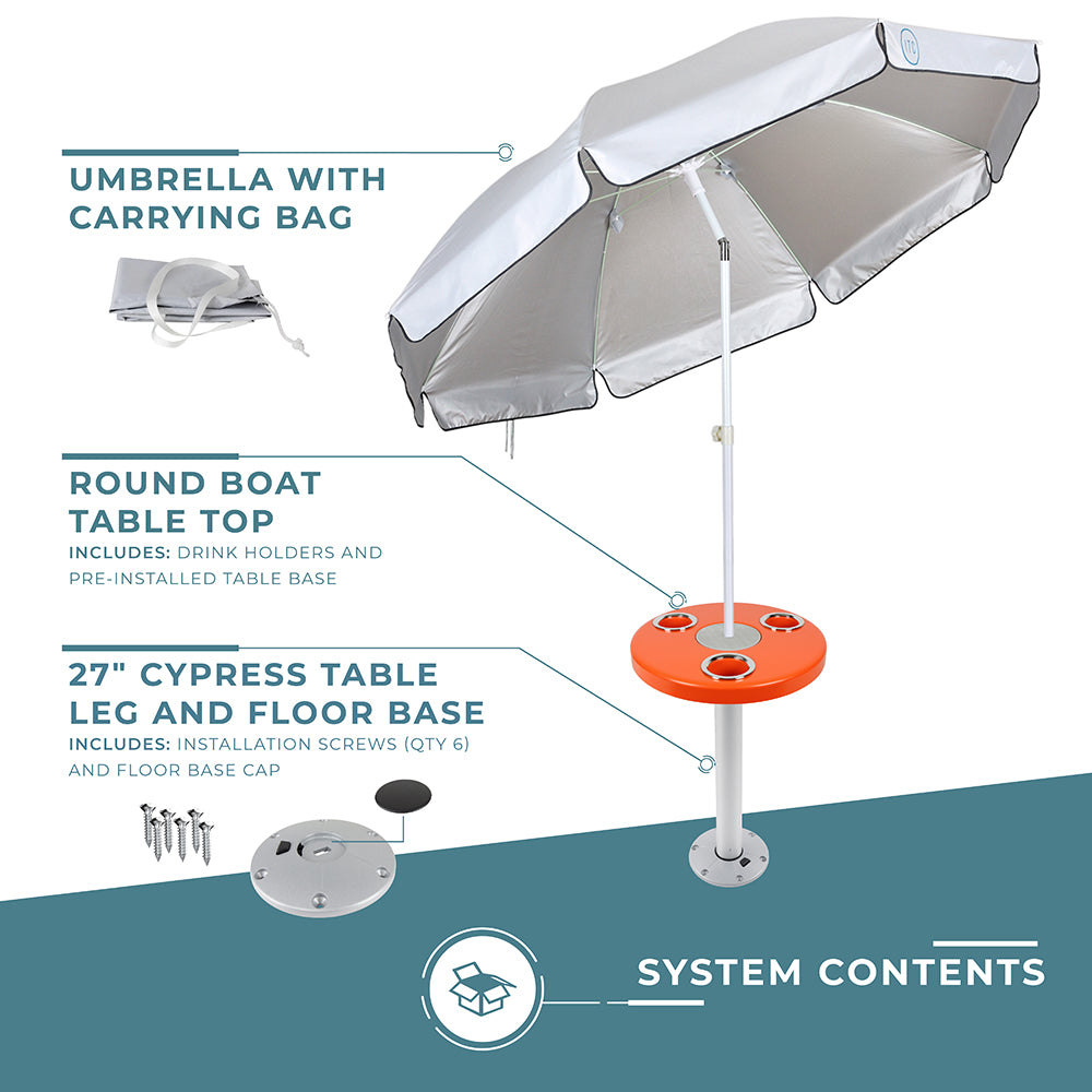 Round Boat Table System with Umbrella