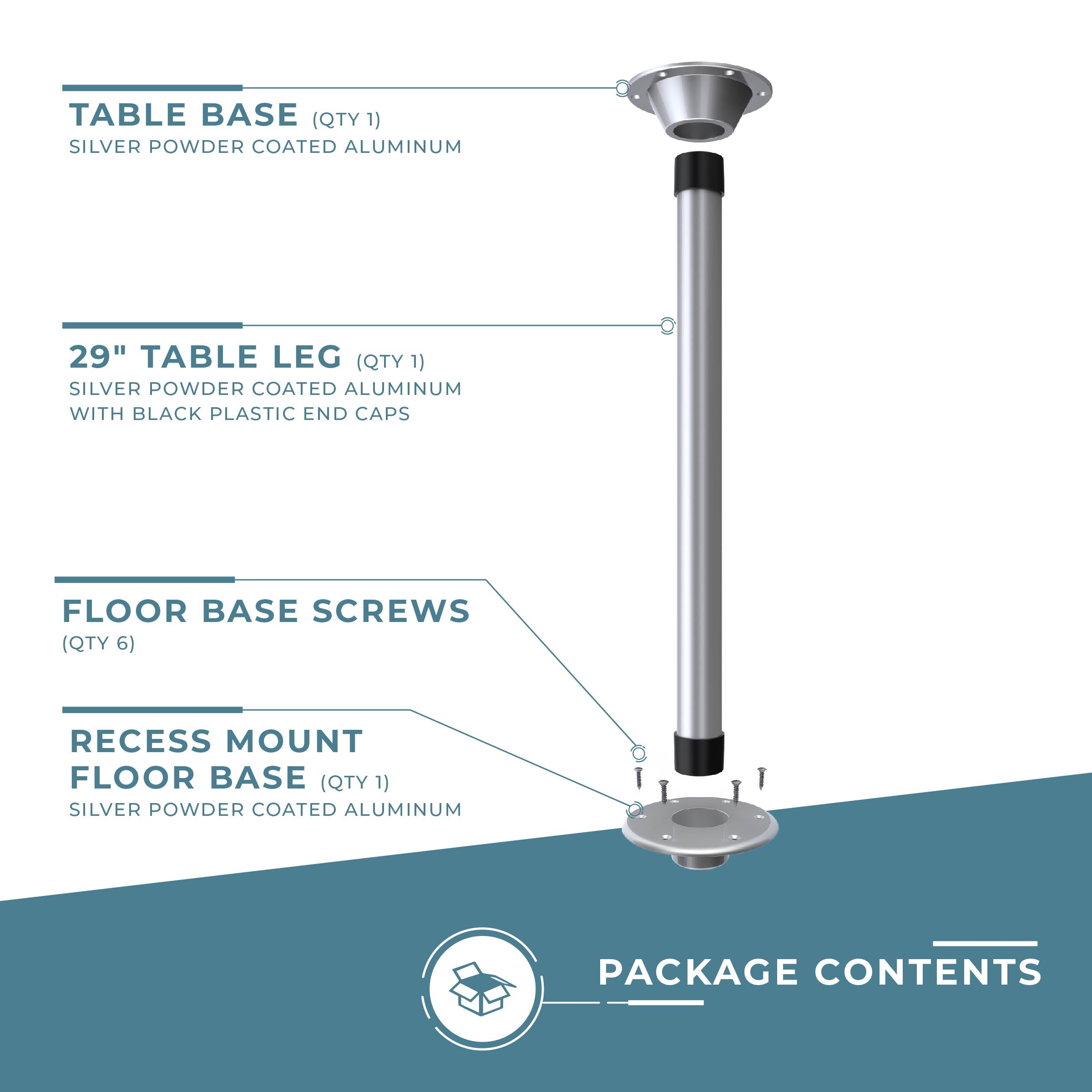 SurFit™ Table Leg Kit - Recessed Mount - Single Pack
