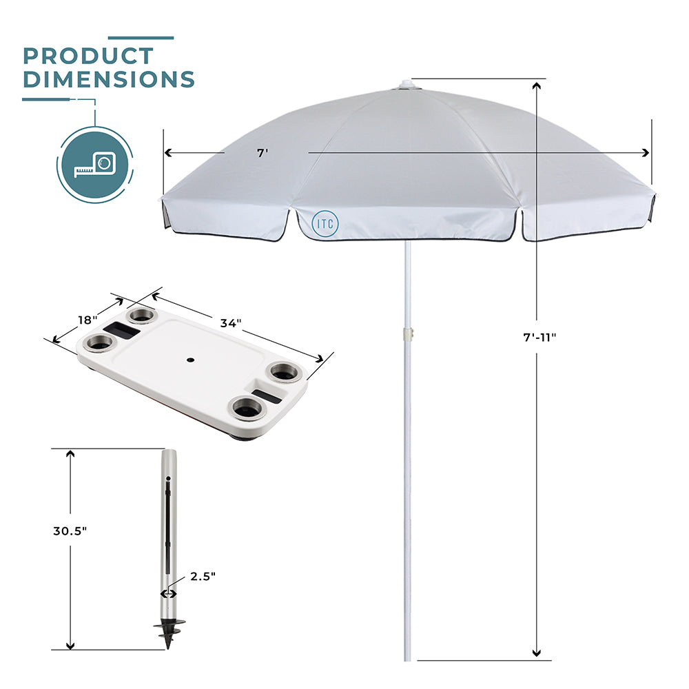 Non-Lit Party Table with Sand Bar Leg and Umbrella
