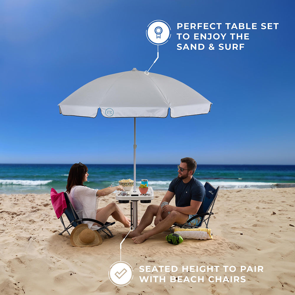 Non-Lit Party Table with Sand Bar Leg and Umbrella