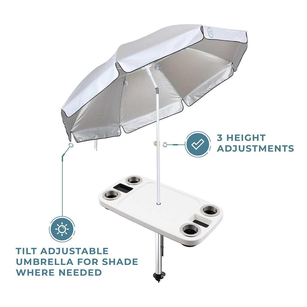 Non-Lit Party Table with Sand Bar Leg and Umbrella