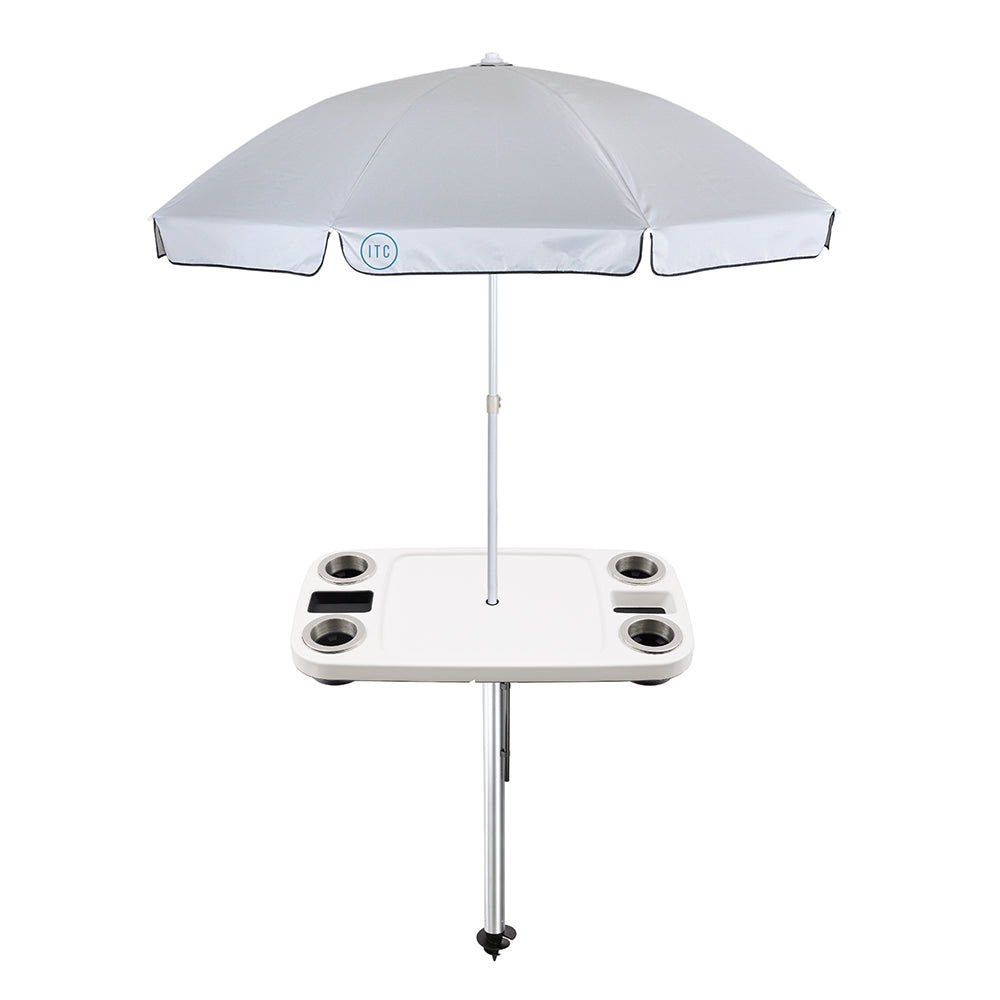 Non-Lit Party Table with Sand Bar Leg and Umbrella