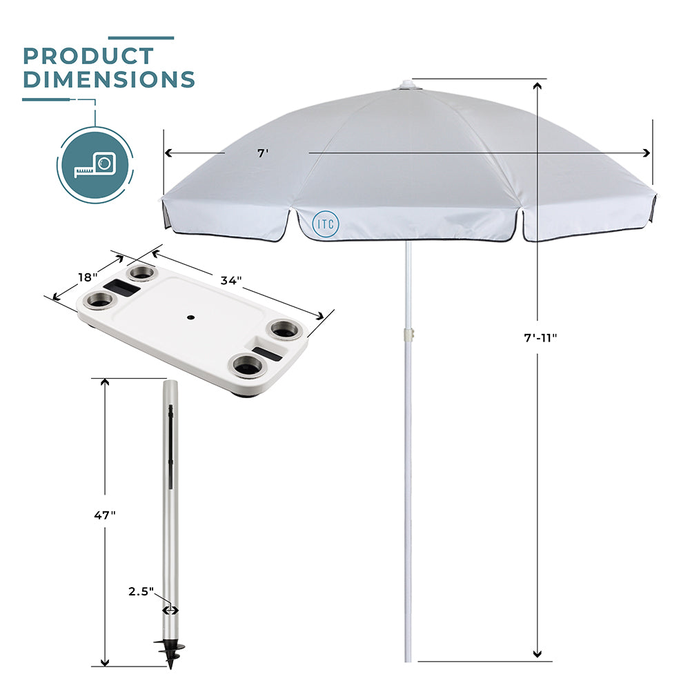 Non-Lit Party Table with Sand Bar Leg and Umbrella