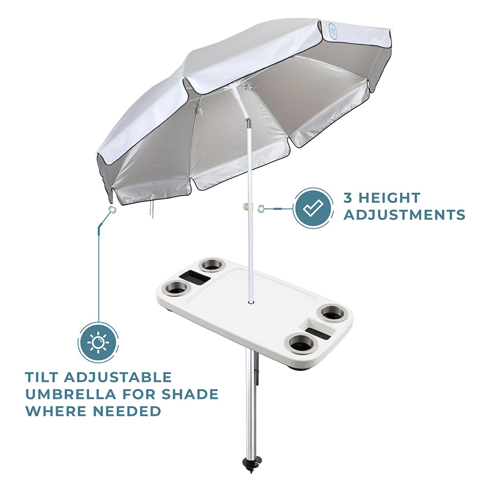 Non-Lit Party Table with Sand Bar Leg and Umbrella