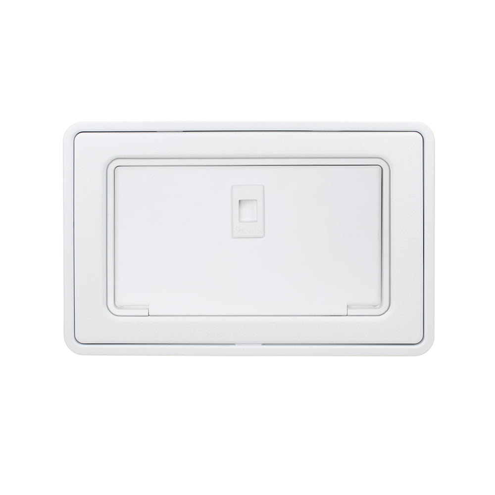 RV Exterior Shower Kit - White With Latching Door & Adapter Plate For Outdoor Camping