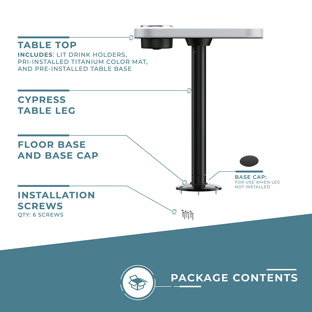 Glossy White - Unlit Cocktail Boat Table Systems w/ Center Foam Mat | ITC SHOP NOW