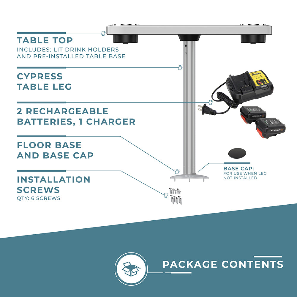 Glossy White - Battery Powered LED Boat Table Systems - ITC SHOP NOW