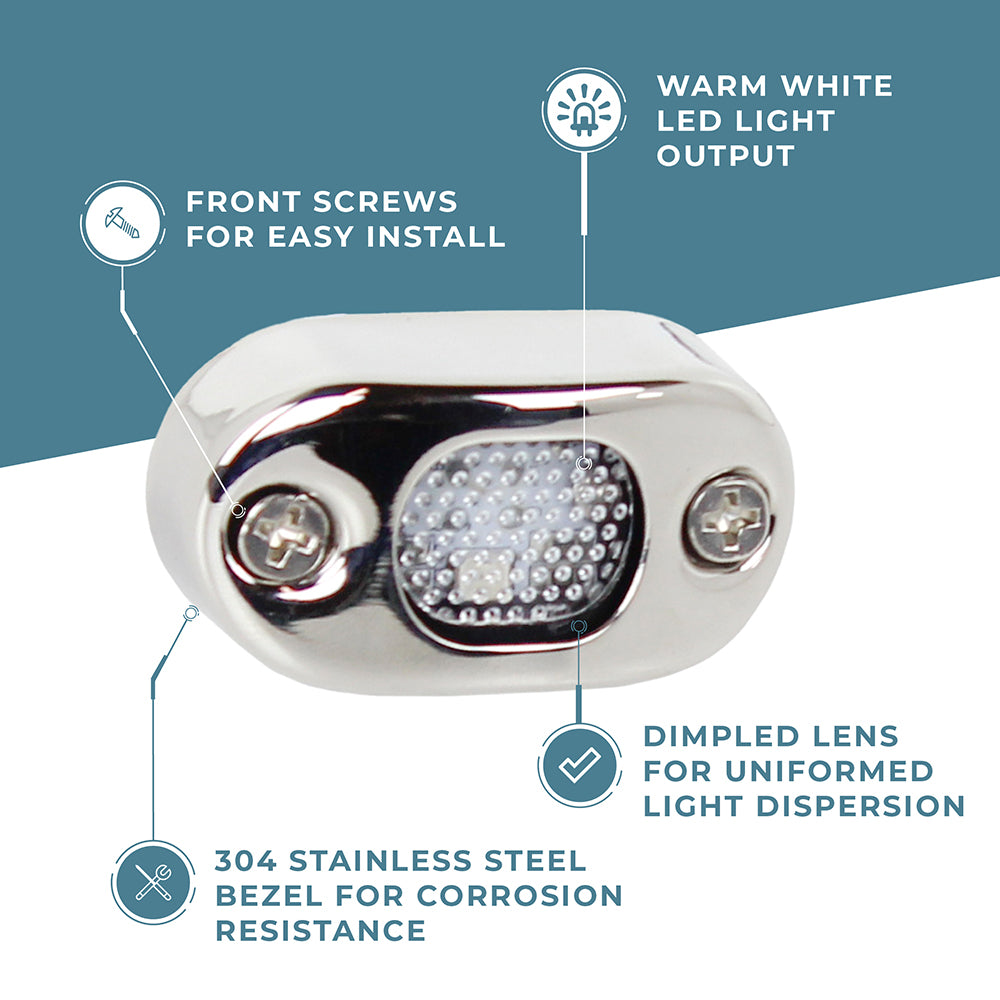 Boat & RV Oblong Surface Mount Courtesy Light - 69365SS-SR | ITC Shop Now