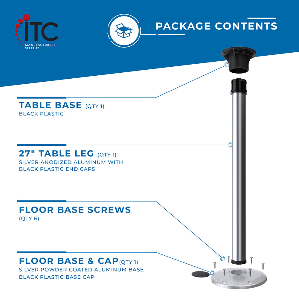 Redwood RV & Boat Table Leg Kit - 27" - ITC SHOP NOW