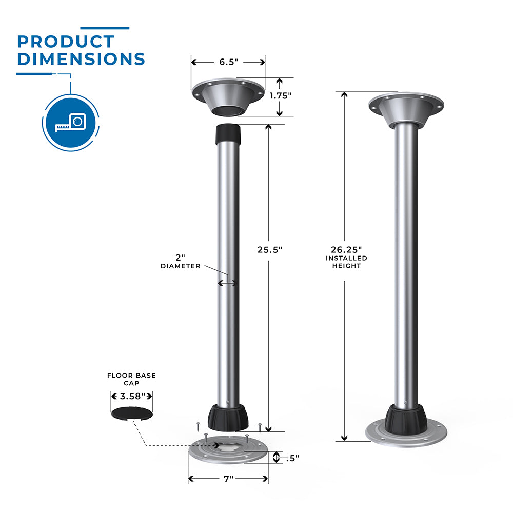 25.5" Sequoia™ III Boat & RV Table Leg Kit | ITC SHOP NOW