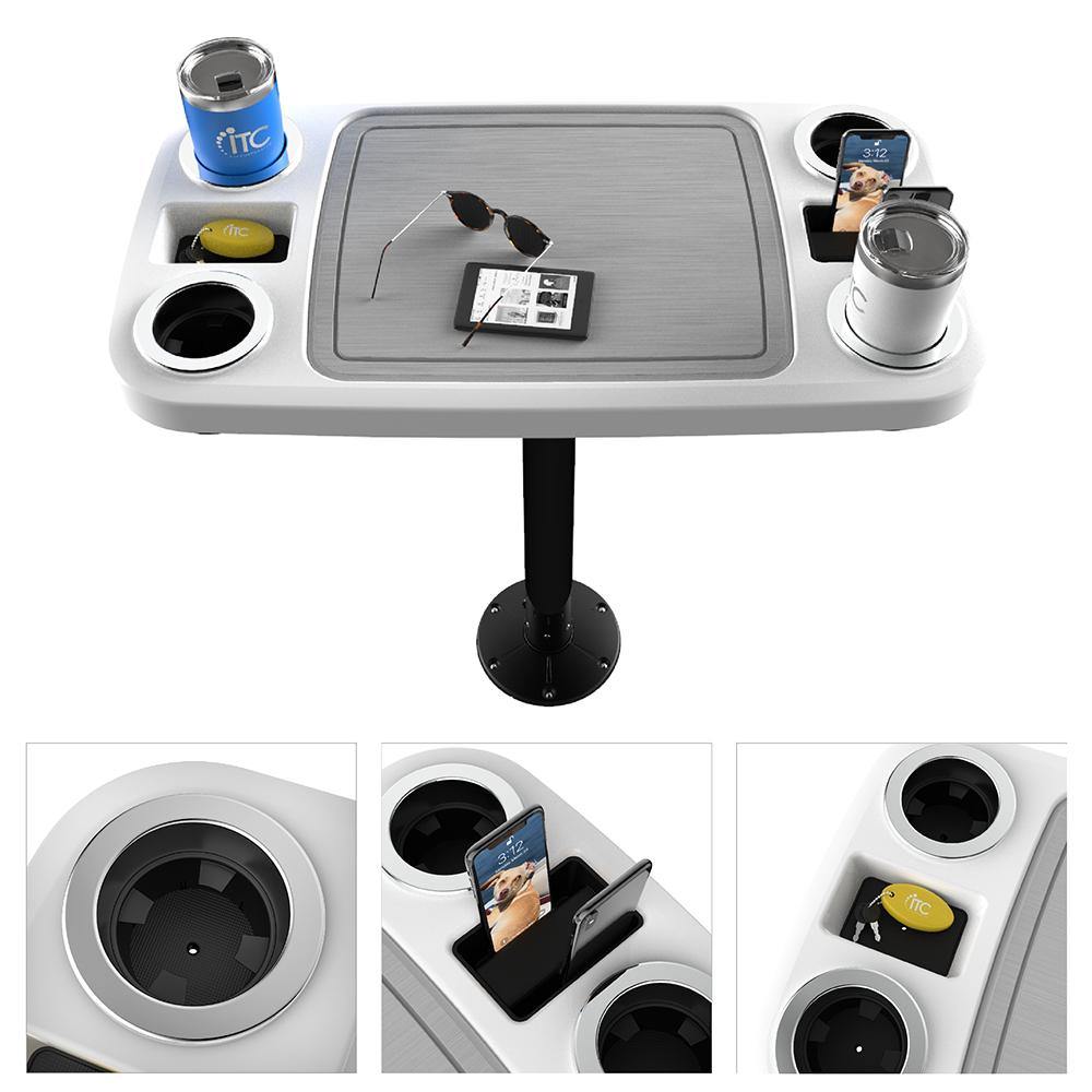 Glossy White Non-lit Boat Table Systems w/ Center Foam Mat - ITC SHOP NOW