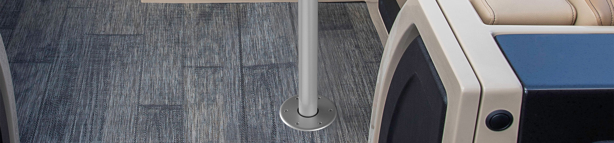 SurFit table leg installed on a boat deck