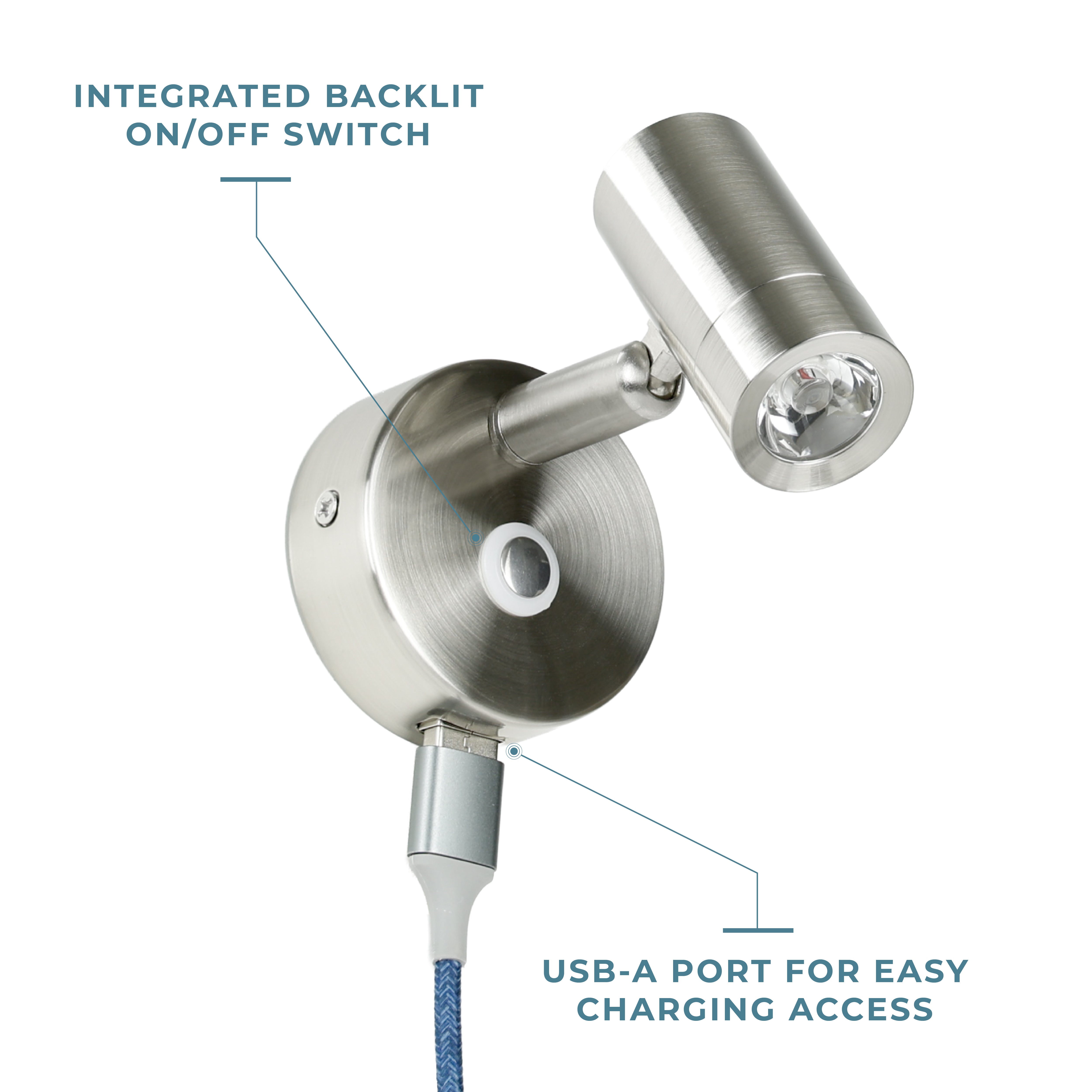 View™ LED Reading Light with USB Charging