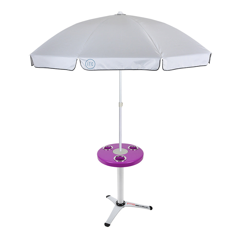 Round Outdoor Table with Radix Table Leg Stand and Umbrella