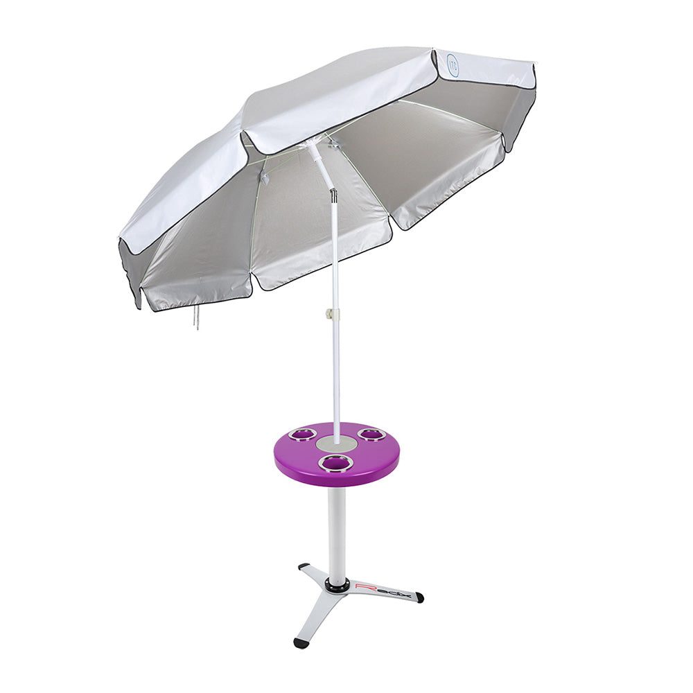 Round Outdoor Table with Radix Table Leg Stand and Umbrella