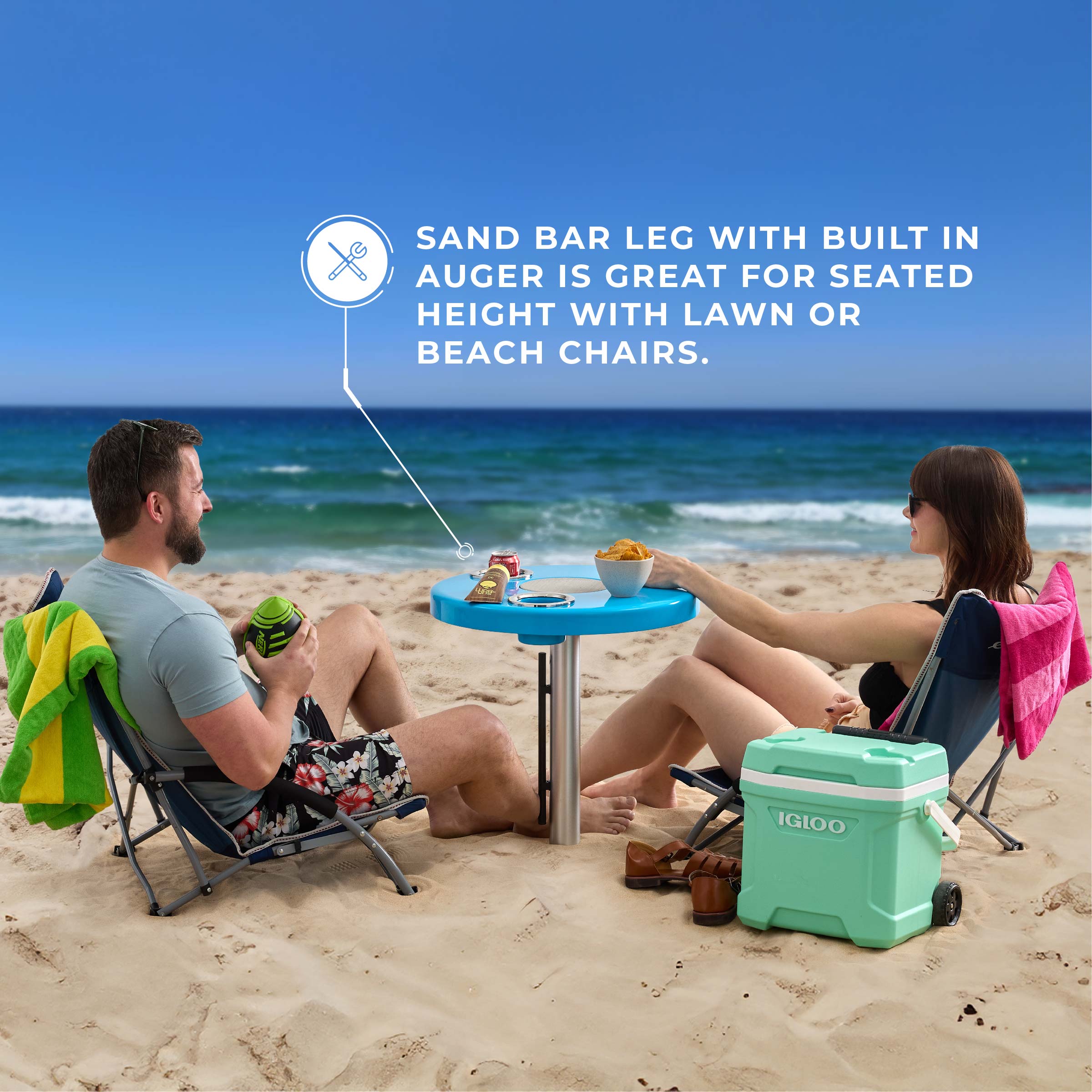 Turquoise Beach Table w/ Sand Bar Table Leg | ITC Shop Now
